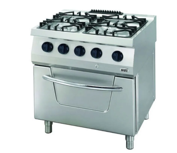 Öztiryakiler 700 Seri Kuzine Fırın Gazlı 4 Açık Ateş 80*70*85 (L)-4x6kW+7kW Gazlı Fırın