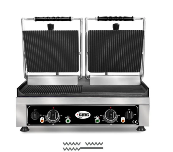 GMG KG 5530 DEG Tost Makinesi Alt Yüzey Yarı Oluk, Üst Yüzey Oluklu, 52x24 cm