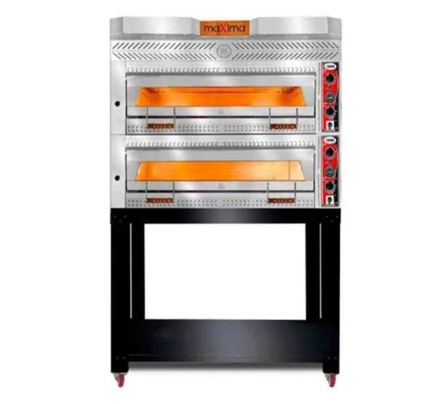 GMG Maxima PEF S105105 S-DE Serisi Çift katlı Taş Tabanlı Pizza Fırını, Alt Tezgahlı 9+9 Kapasiteli