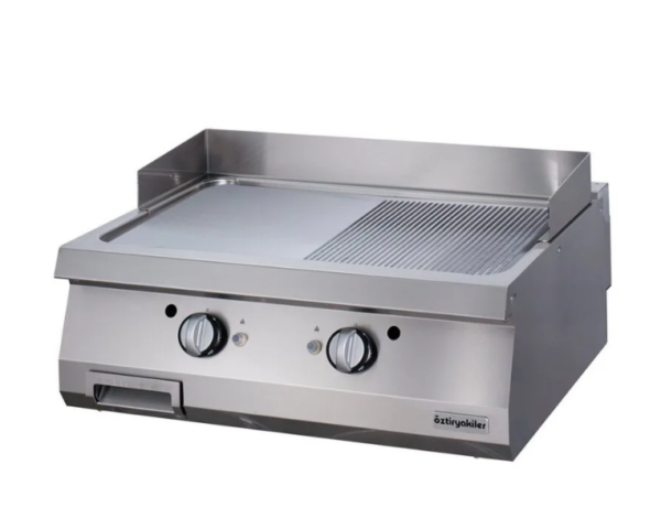 Öztiryakiler 900 Seri, Grill Plate, Set Üstü, Yarı Oluklu, Gazlı, Krom, 80x90 cm,  7864.N1.80903.19C