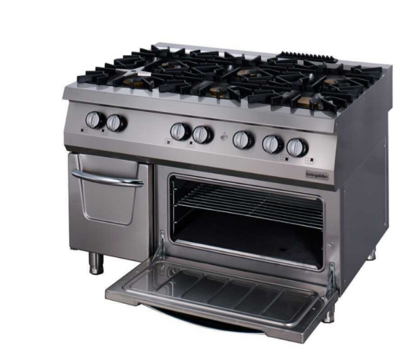 Öztiryakiler 700 Seri Kuzine Fırınlı Gazlı 6 Açık Ateş 120*70*85 (LS)-6x6 kW+7 kW Gazlı Fırın