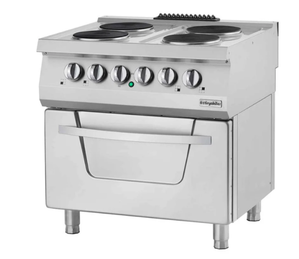 Öztiryakiler 700 Seri, Kuzine, Fırınlı, Elektrikli, 4 Açık Ateş, Büyük, 80x70x85 cm 7865.N1.80708.02