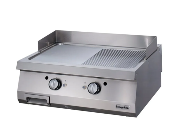 Öztiryakiler 700 Seri OGG 8070 Grill Plate,Yarı Oluklu, Gazlı, 80x70 cm, Sert Krom Kaplı, 6644