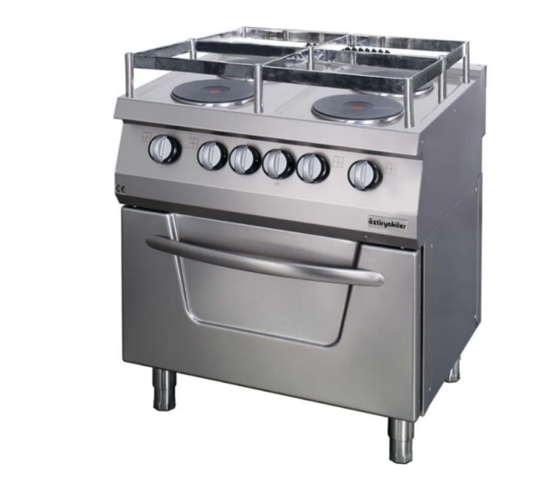 Öztiryakiler 900 Seri Kuzine, Fırınlı, Elektrikli, 4 Kare Plate, 80x90x85, Gemi Model 7865.N1.80908.11G-tr