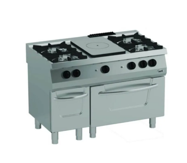 Öztiryakiler 700 Seri Kuzine Büyük Fırınlı Gazlı 6 Açık Ateş 120*70*85 (LS)-6x7,5 kW+13 kW Gazlı Fırın